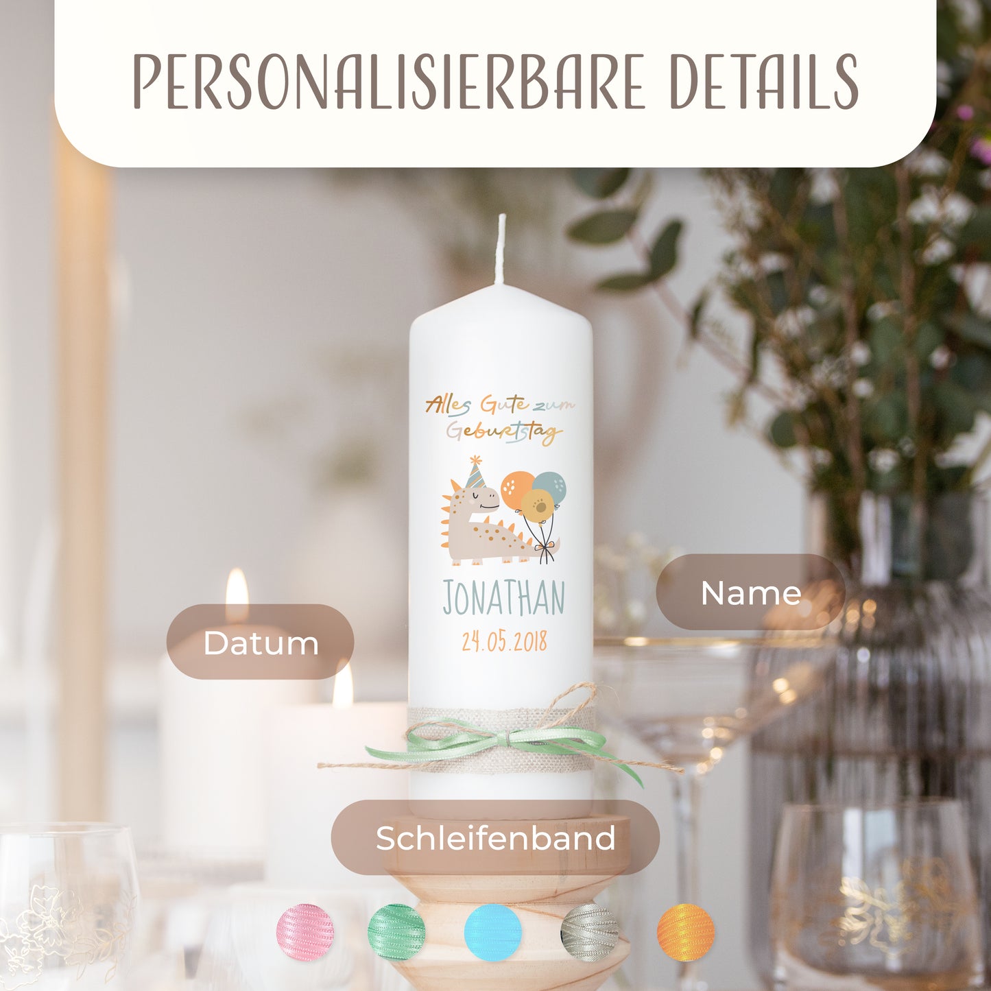 Geburtstagskerze | Dino