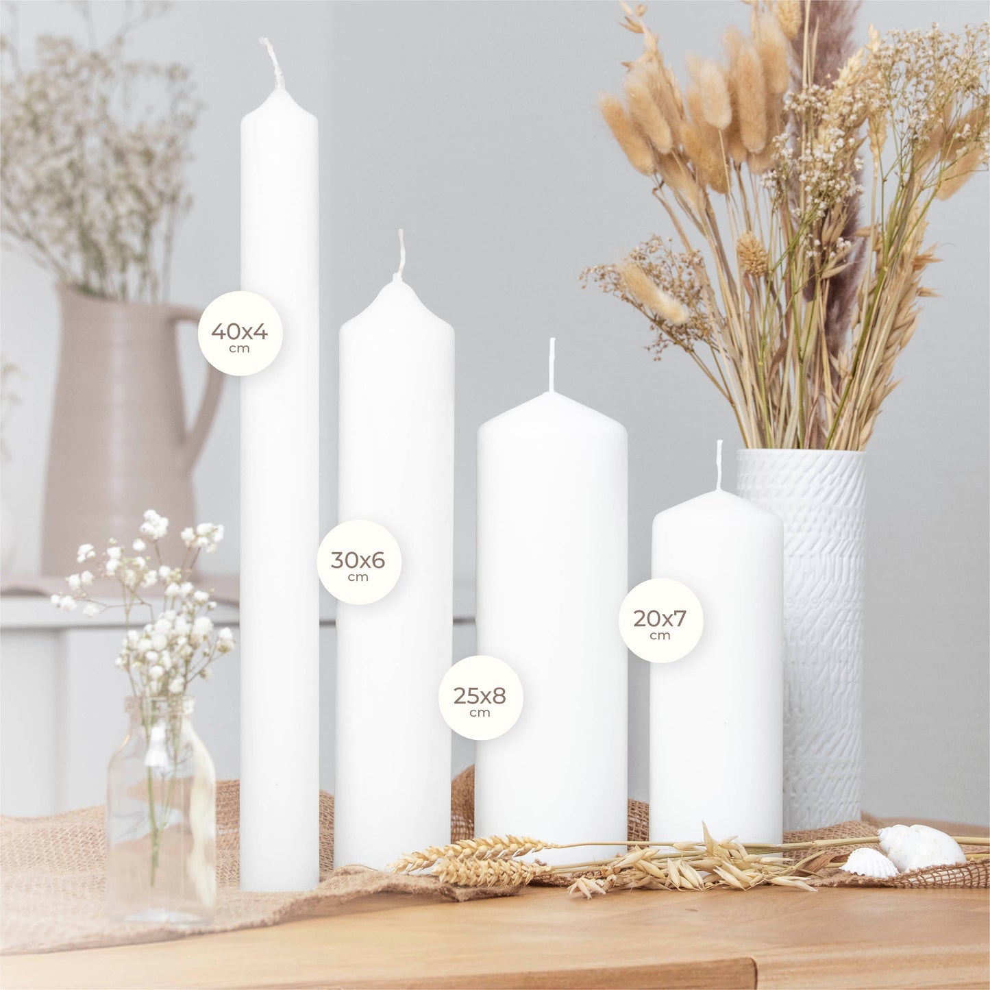 Kommunionskerze | Gottes Haus | Rosa, Blau, Grün, Beige