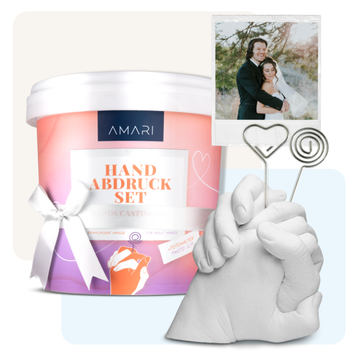 AMARI Handabformset zum Selber Machen. 3D Handabdruckset inklusive Fotohalterung