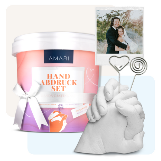 AMARI Handabformset zum Selber Machen. 3D Handabdruckset inklusive Fotohalterung