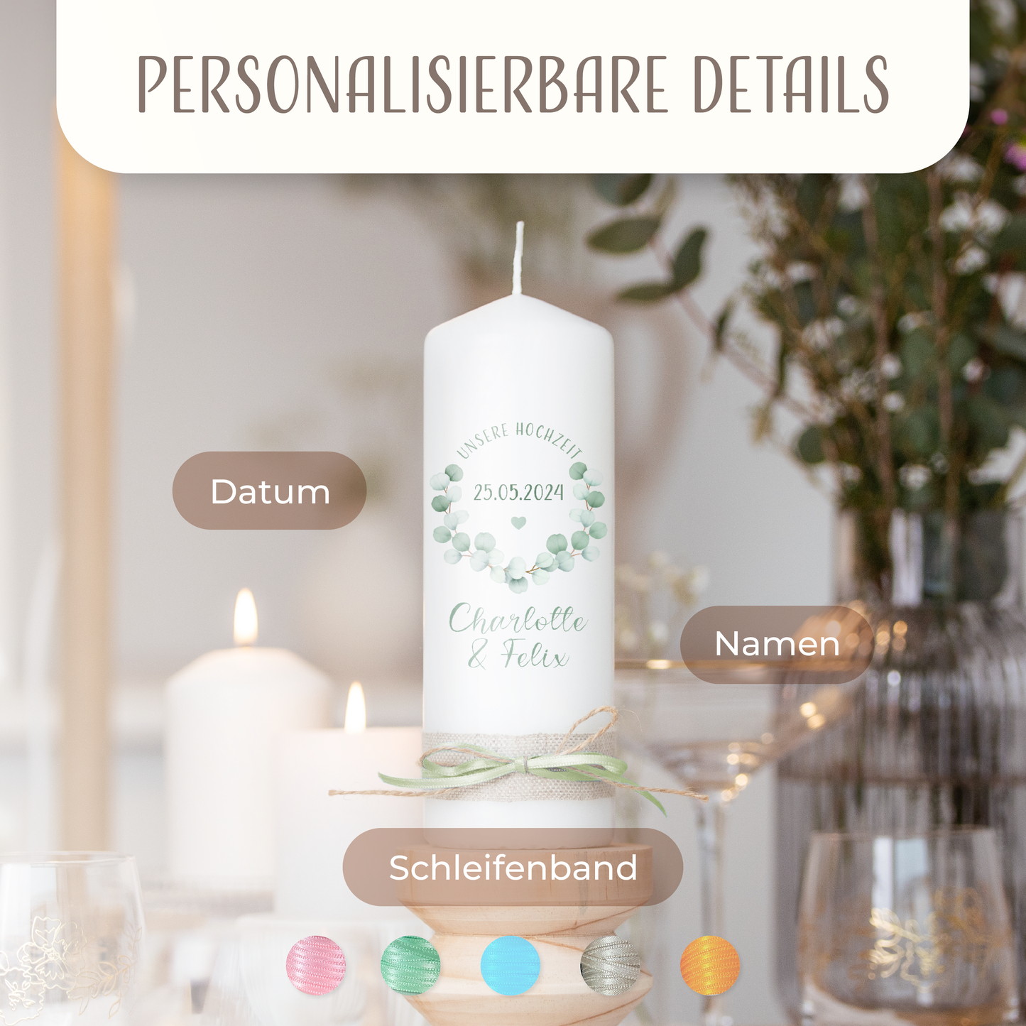 Hochzeitskerze | Eukalyptus