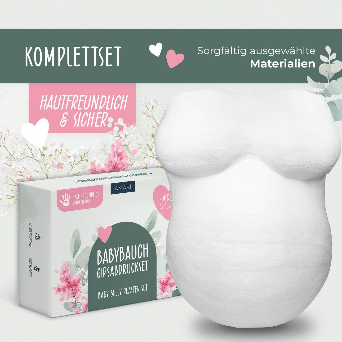 Gipsabdruck Babybauch Set | Eukalyptus