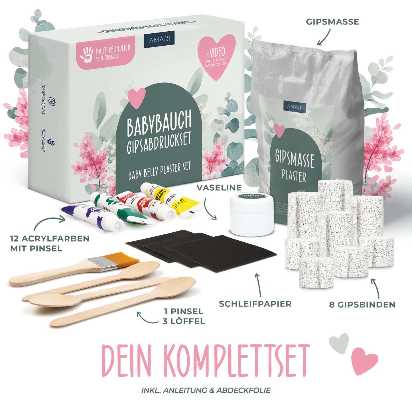 Gipsabdruck Babybauch Set | Eukalyptus