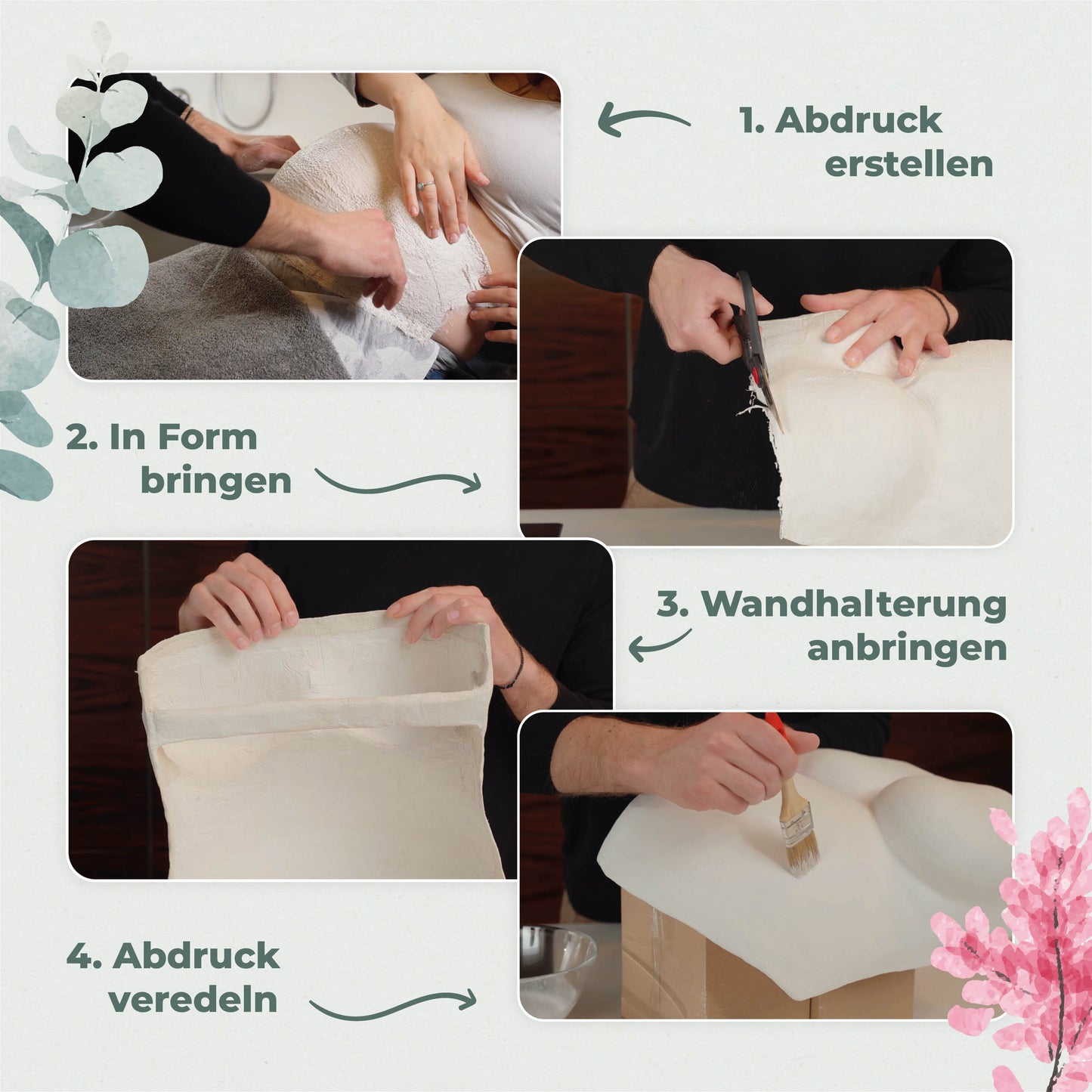 Gipsabdruck Babybauch Set | Eukalyptus