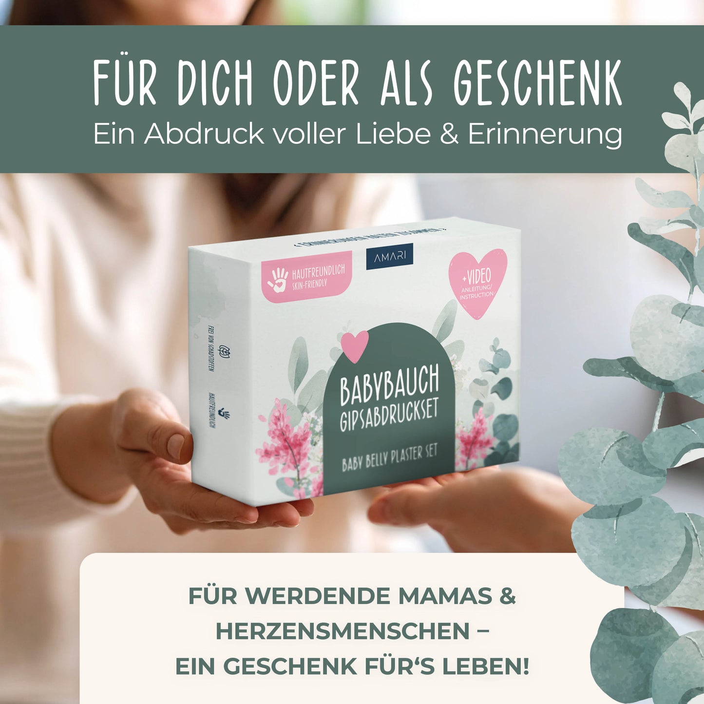 Gipsabdruck Babybauch Set | Eukalyptus