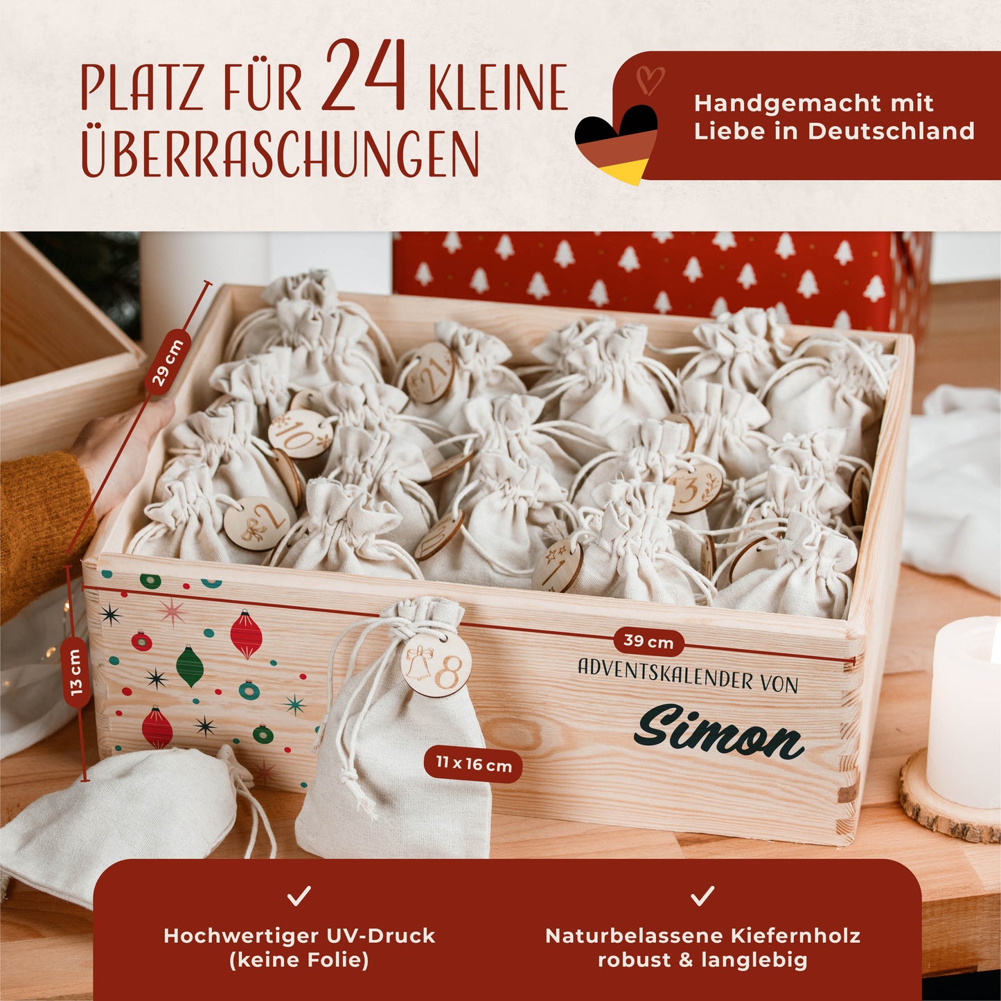 Amari ® Personalisierte Adventskiste | 008.01.04 Weihnachtlich