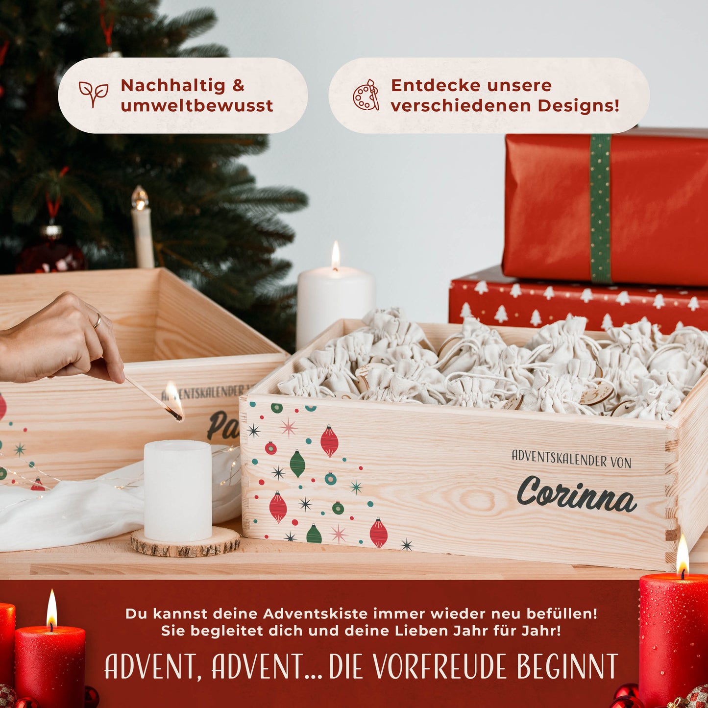 Amari ® Personalisierte Adventskiste | 008.01.04 Weihnachtlich