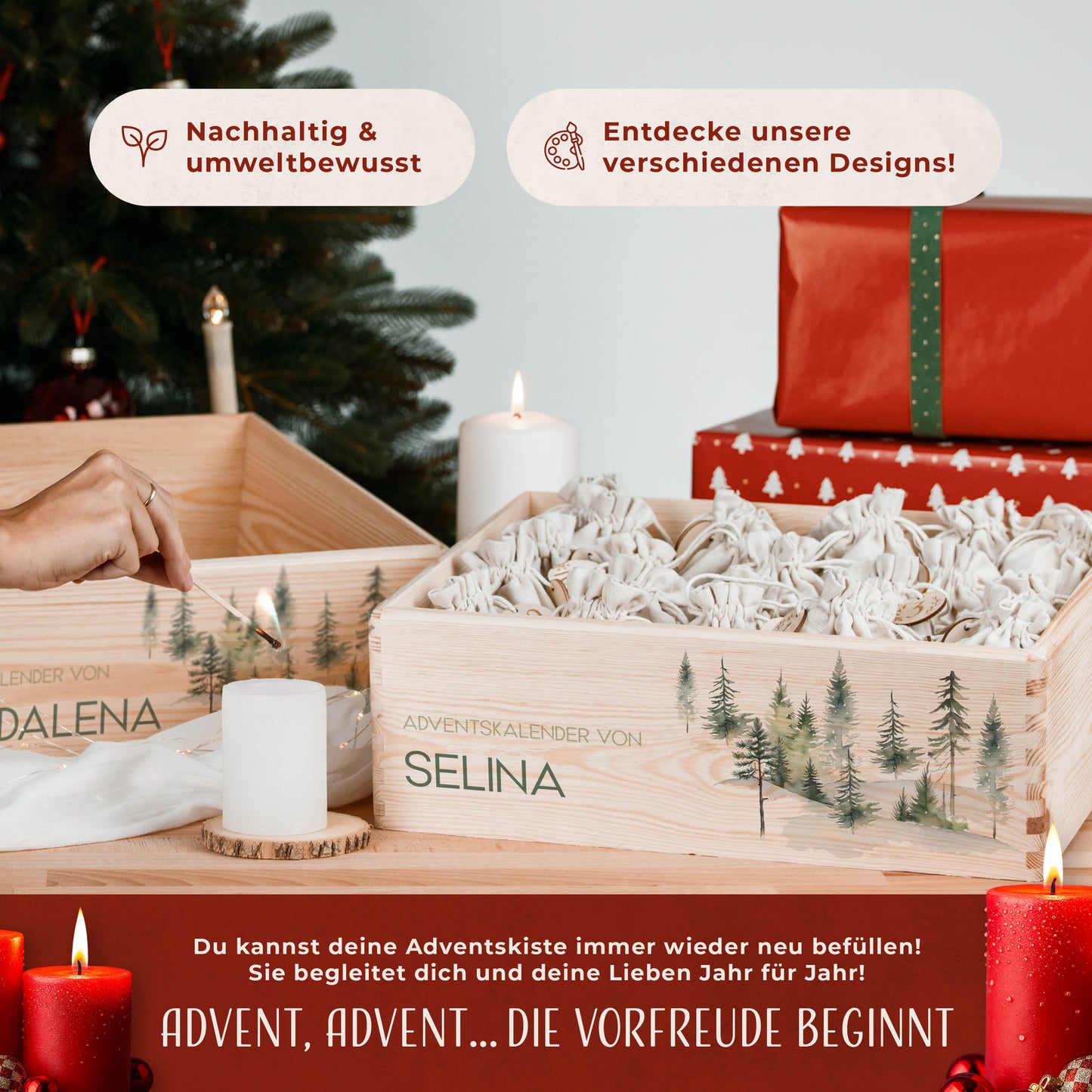 Amari ® Personalisierte Adventskiste | Wald 008.01.06