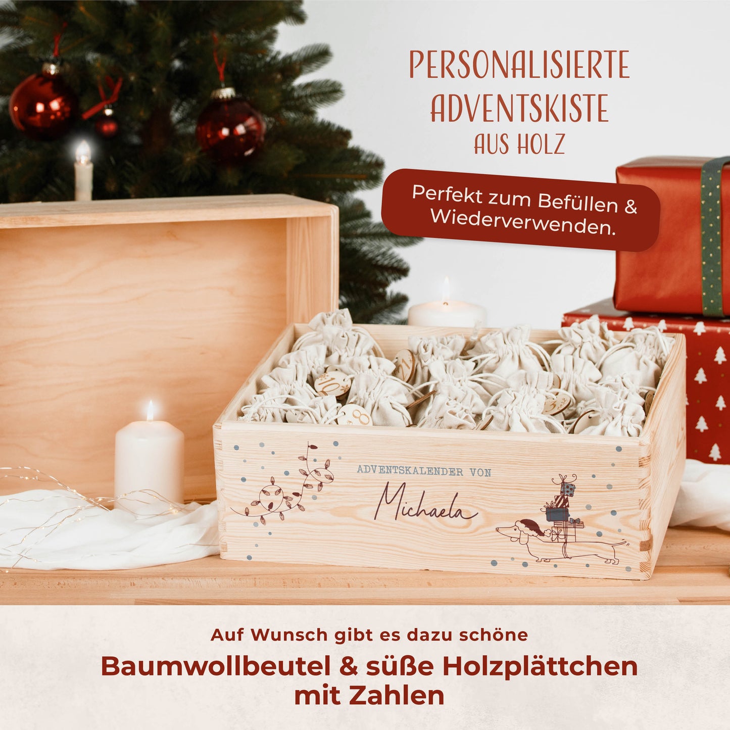 Amari ® Personalisierte Adventskiste | 008.01.03 Dackel
