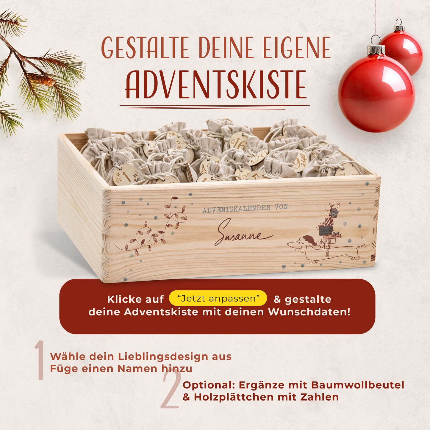 Amari ® Personalisierte Adventskiste | 008.01.03 Dackel