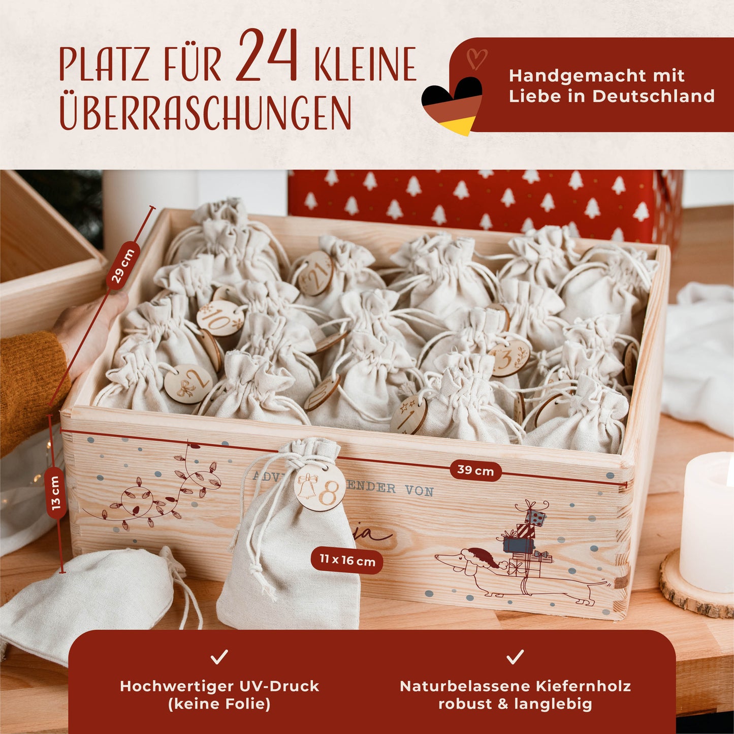 Amari ® Personalisierte Adventskiste | 008.01.03 Dackel