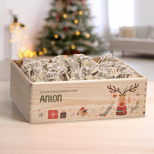 Amari ® Personalisierte Adventskiste | Kinder Rentier 008.02.02