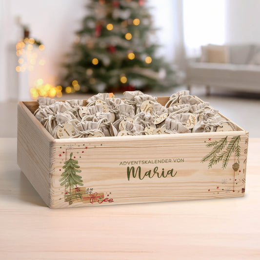 Amari ® Personalisierte Adventskiste | Kinder Weihnachtsbaum 008.02.01