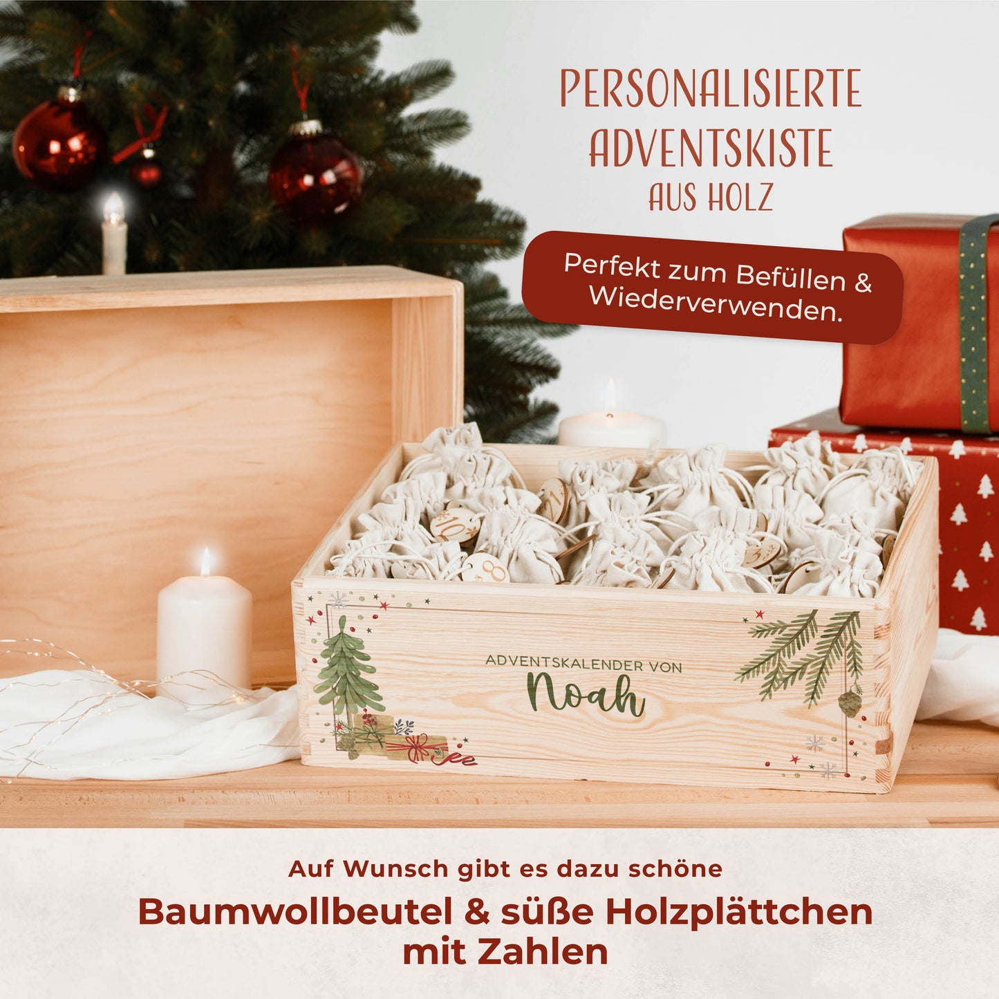 Amari ® Personalisierte Adventskiste | Kinder Weihnachtsbaum 008.02.01