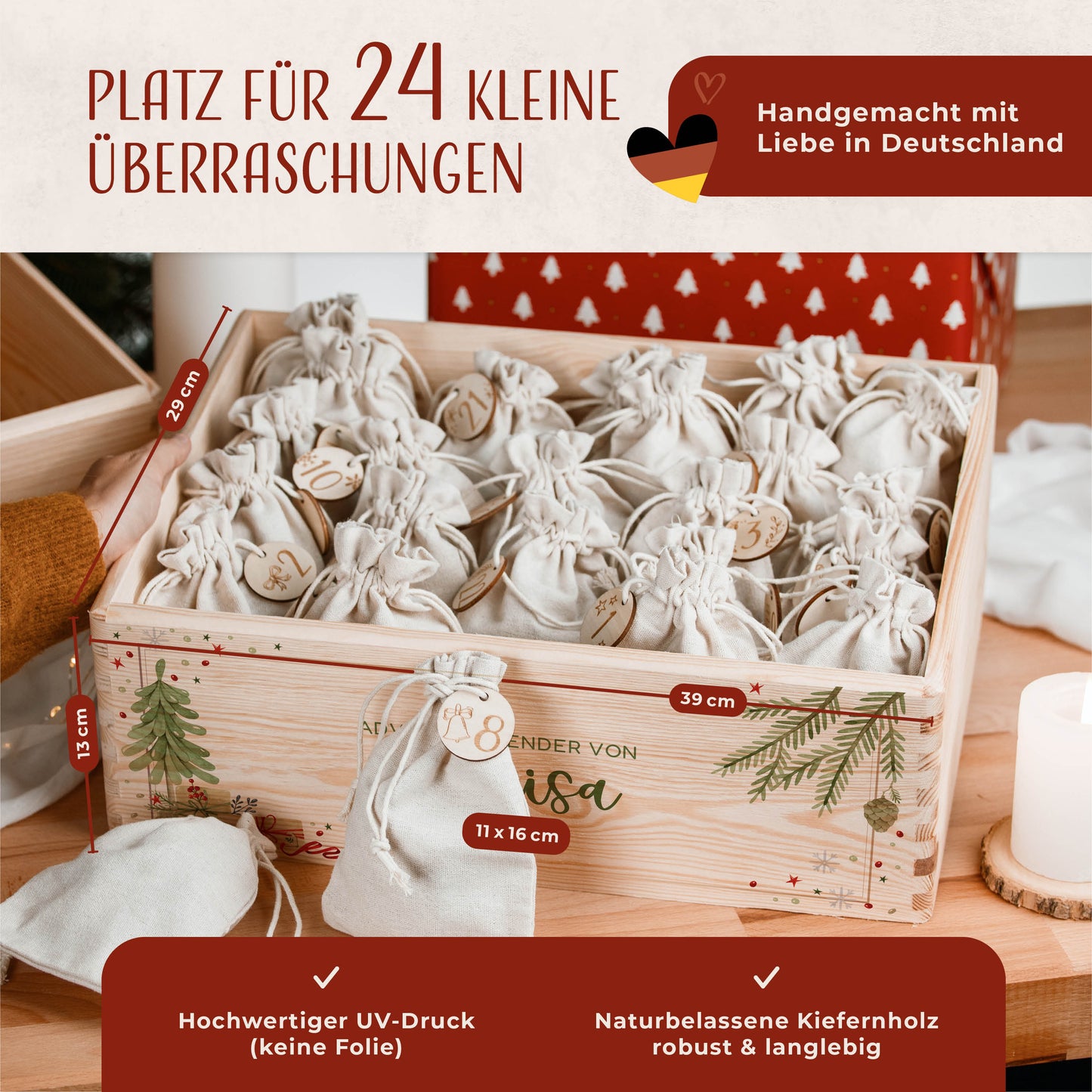 Amari ® Personalisierte Adventskiste | Kinder Weihnachtsbaum 008.02.01