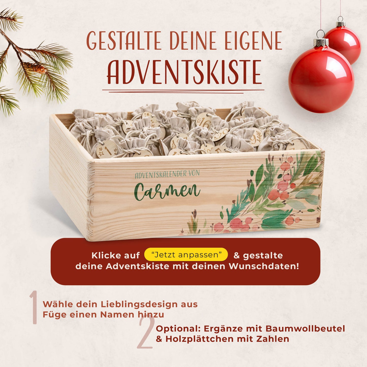Amari ® Personalisierte Adventskiste | Aquarell 008.01.07