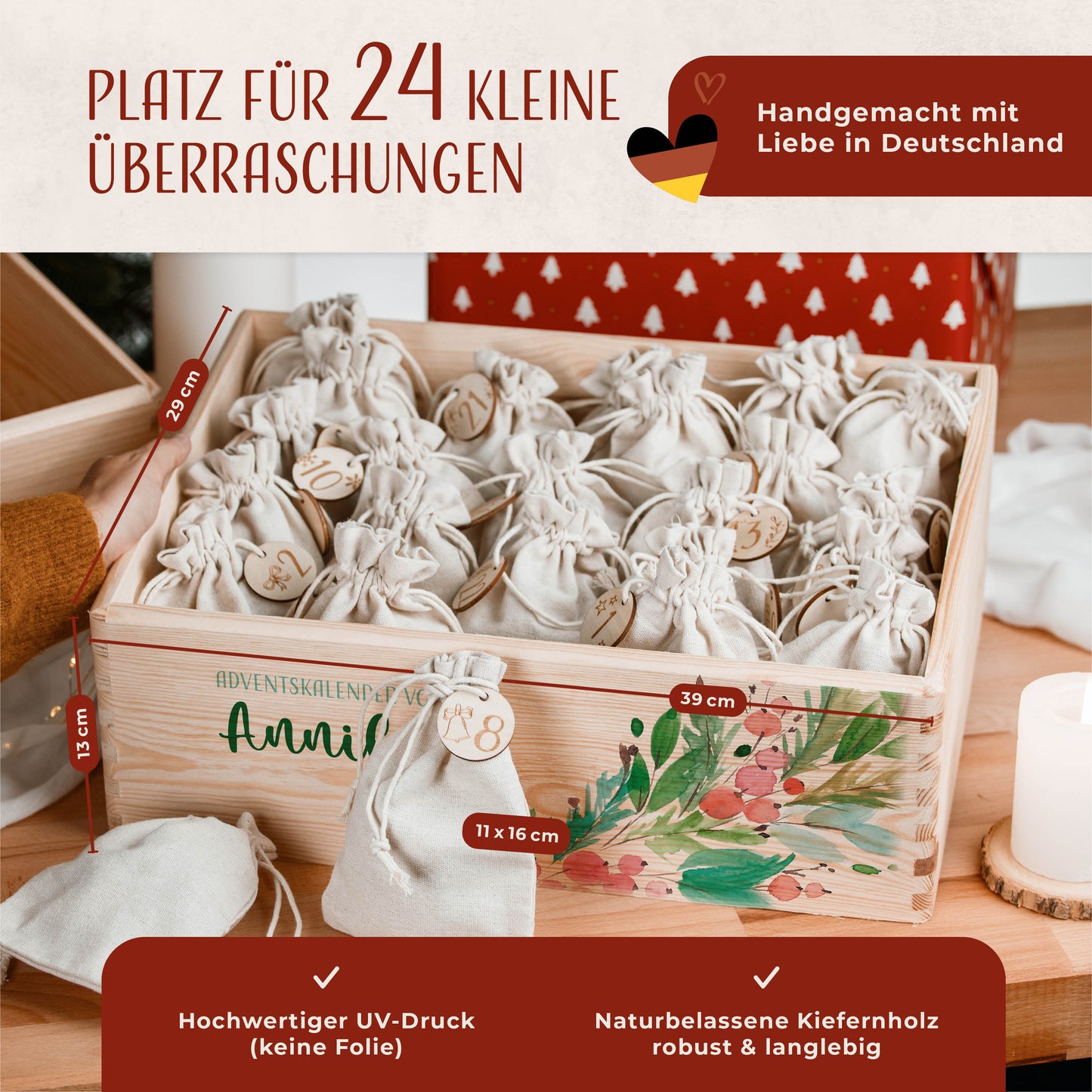 Amari ® Personalisierte Adventskiste | Aquarell 008.01.07