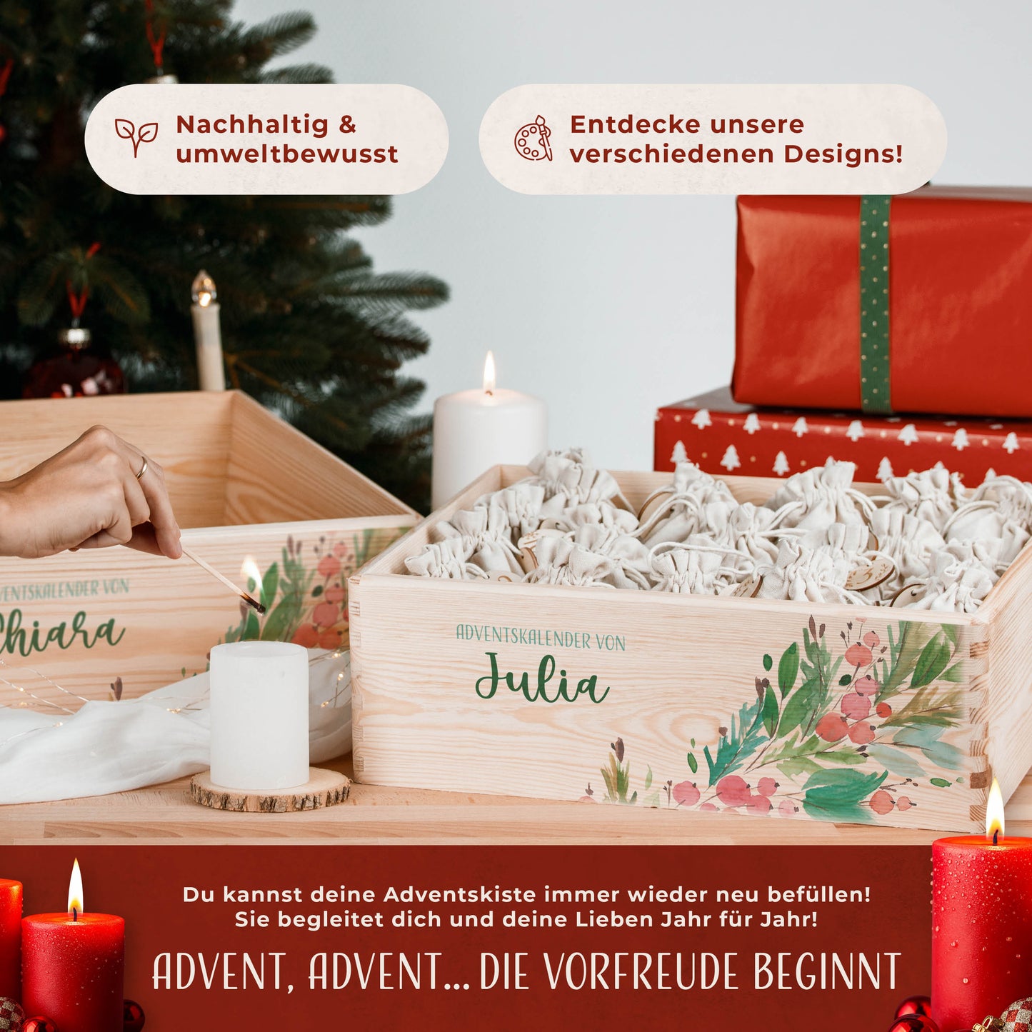 Amari ® Personalisierte Adventskiste | Aquarell 008.01.07