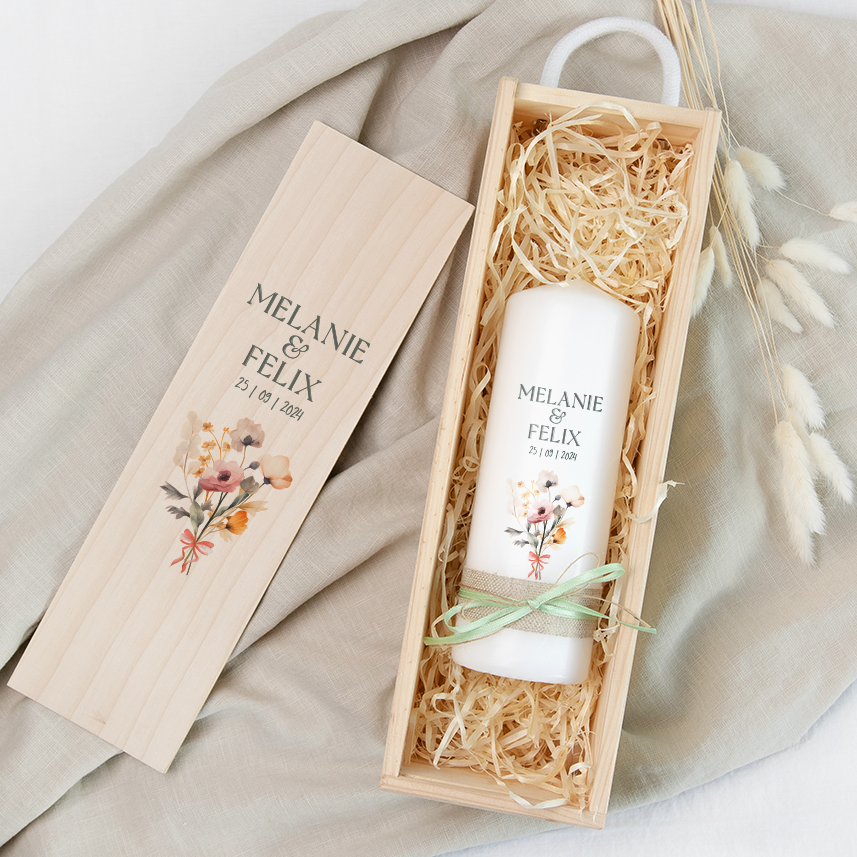 Hochzeitskerze | Blumenstrauß