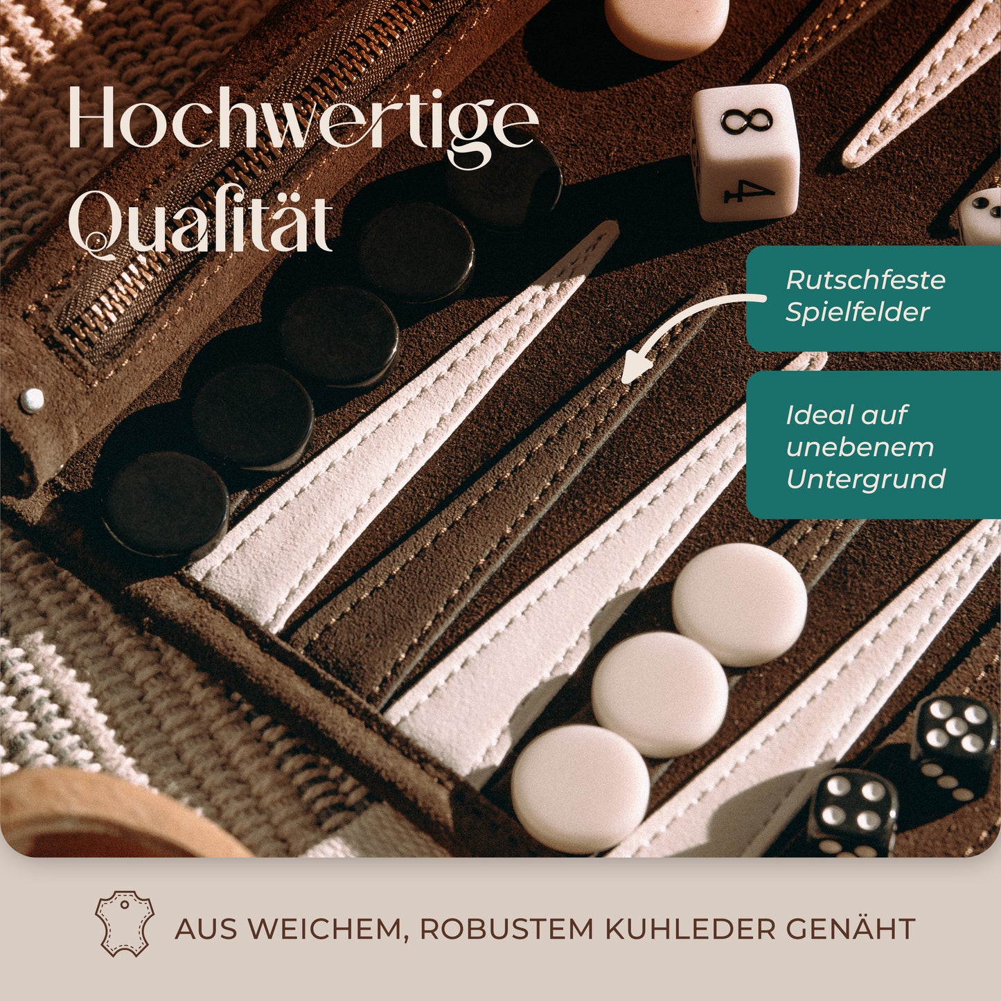 Reise Backgammon - Rollbares Backgammon für Reisen und Unterwegs