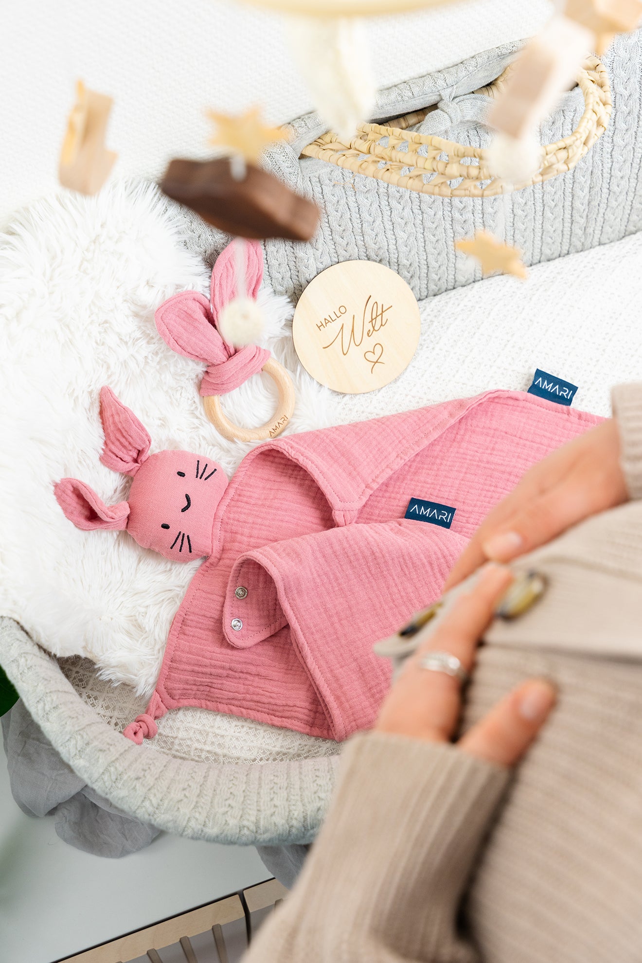 AMARI Kuschelset für Babys Schmusehase rosa