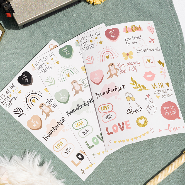 AMARI® Hochzeitssticker Schwarz, Grün und Rosa