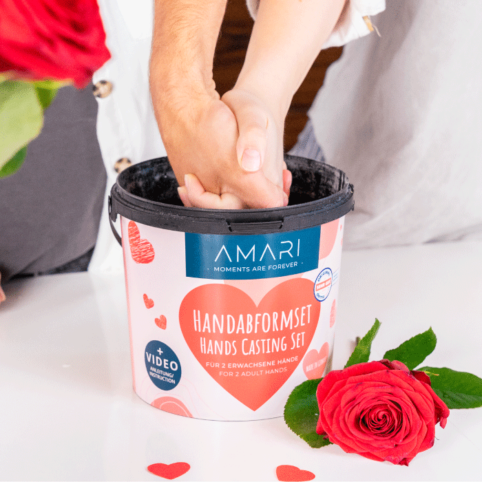 AMARI Gips Handabdruck Set Love Geschenkidee Pärchen