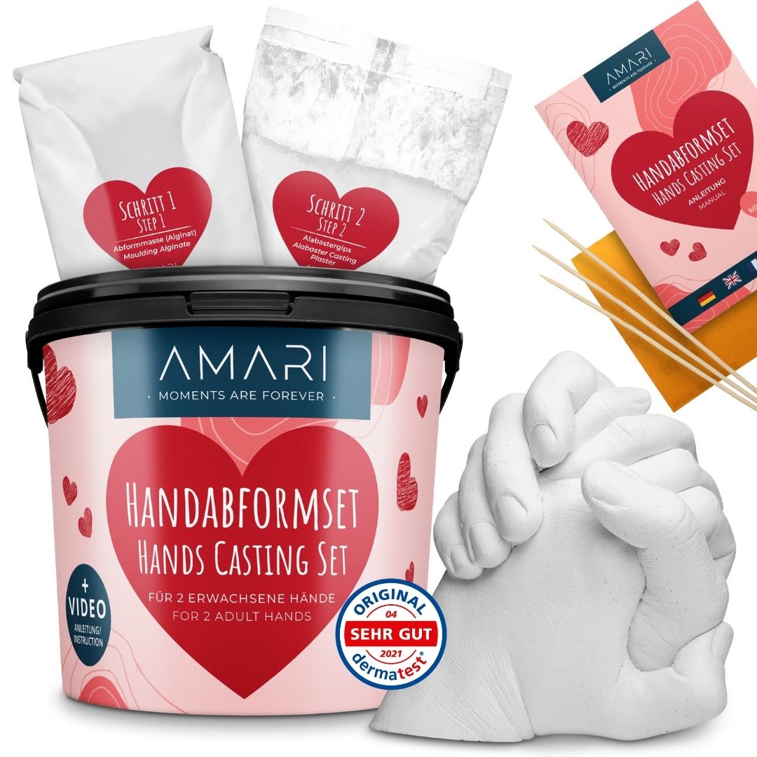 AMARI Gipsabdruck Hände Love Edition Bestandteile