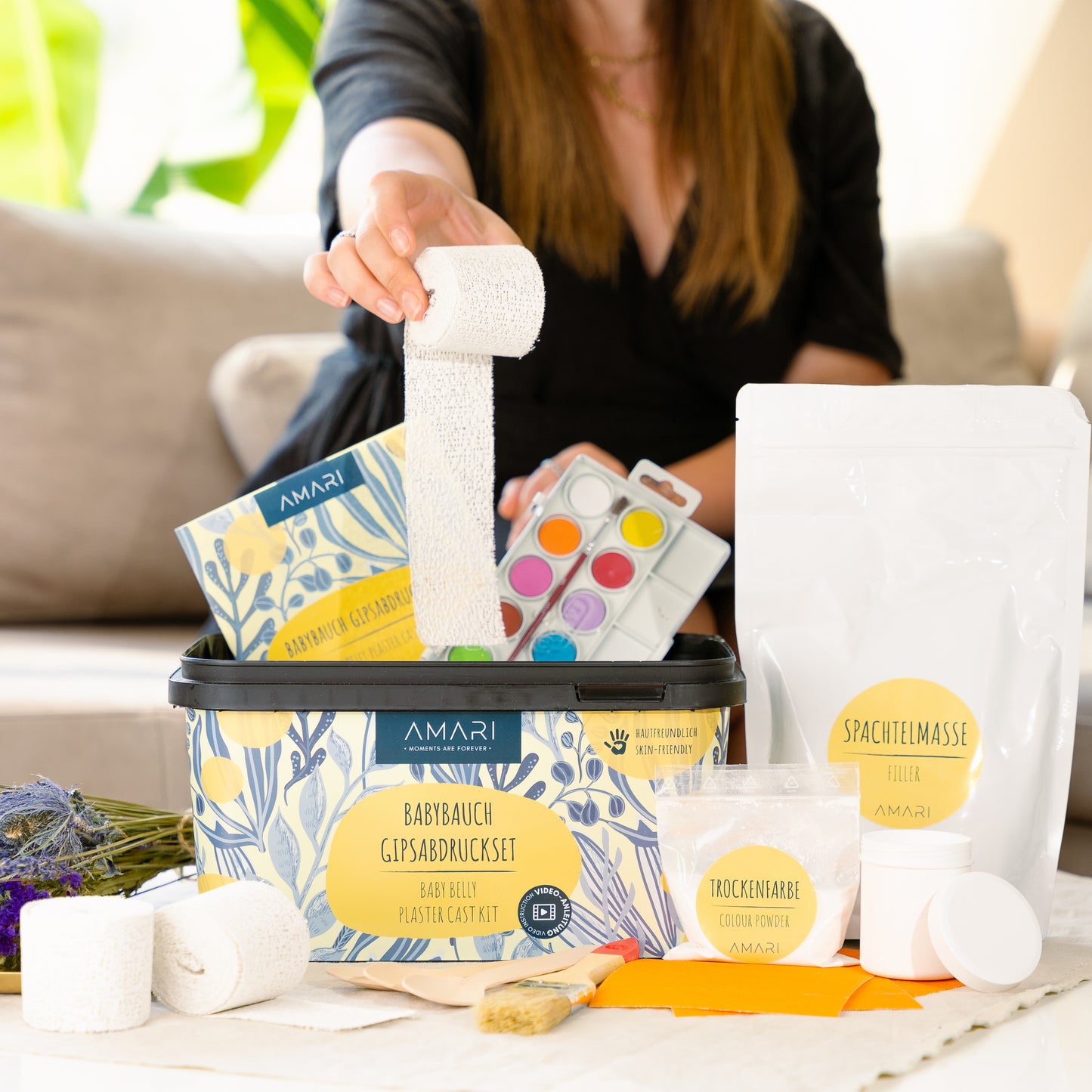 AMARI Babybauch Gipsabdruck Set Inhalt