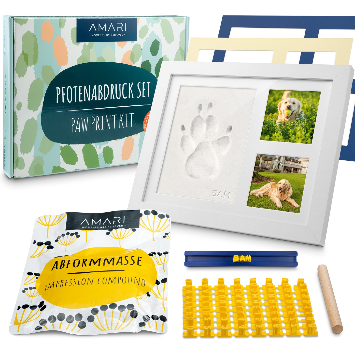 AMARI Pfotenabdruck Set Bestandteile