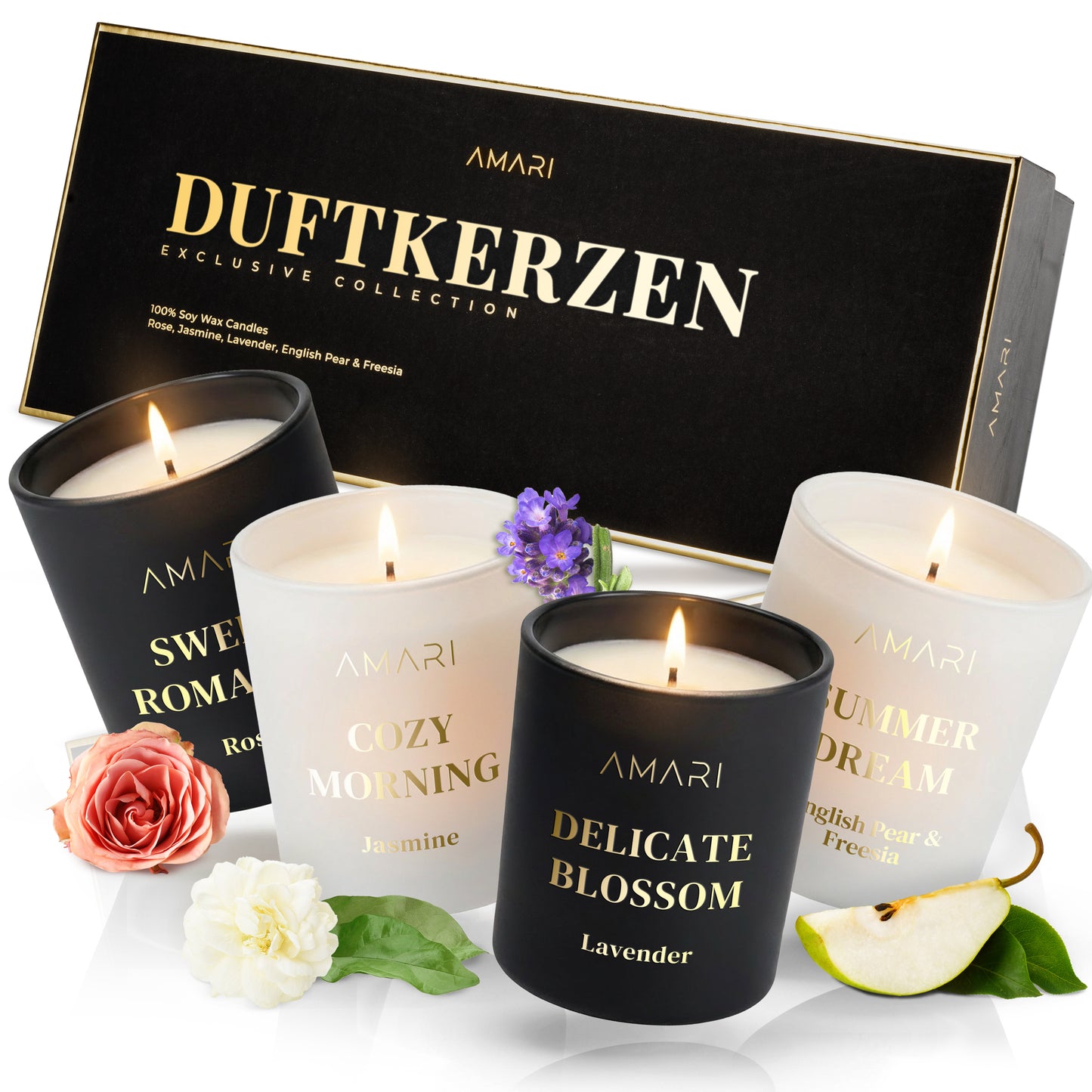 Duftkerzen Set | 4 zarte Düfte
