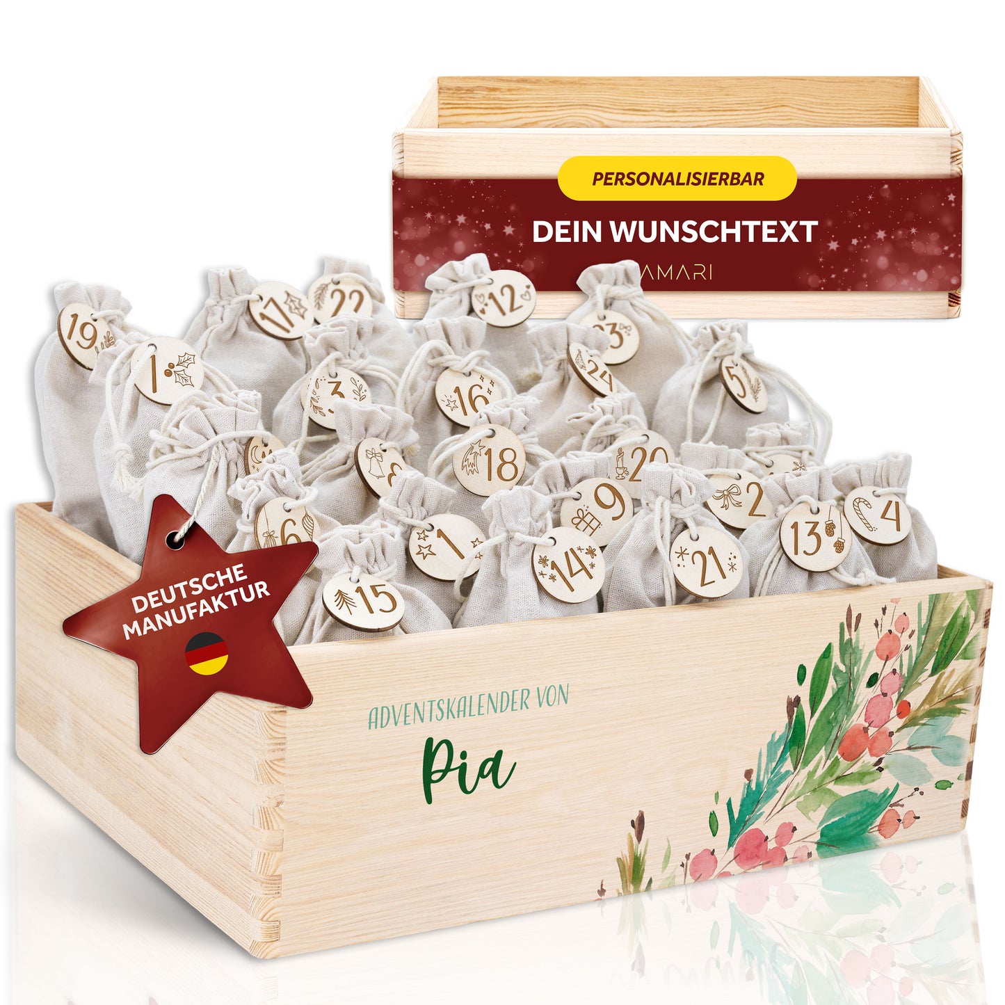 Amari ® Personalisierte Adventskiste | Aquarell 008.01.07