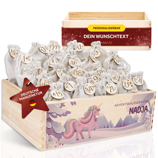Amari ® Personalisierte Adventskiste | Einhorn Weihnachten 008.02.05