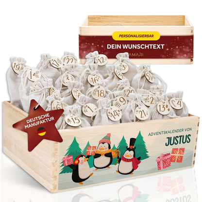 Amari ® Personalisierte Adventskiste | Pinguine 008.02.09