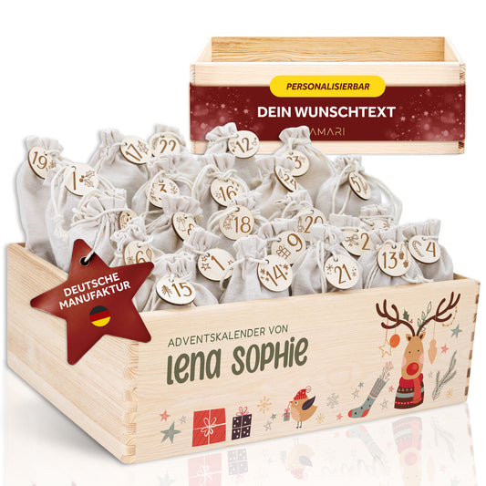 Amari ® Personalisierte Adventskiste | Kinder Rentier 008.02.02