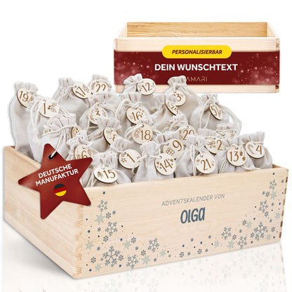 Amari ® Personalisierte Adventskiste | Schneeflocke 008.01.08