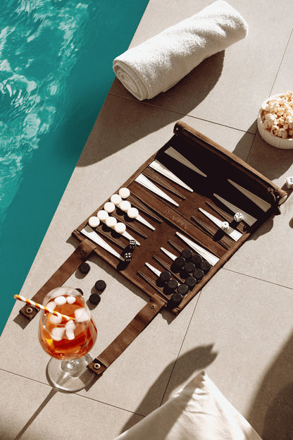 Reise Backgammon - Rollbares Backgammon für Reisen und Unterwegs
