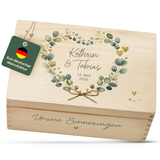 Erinnerungskiste Hochzeit | Eukalyptus Herz