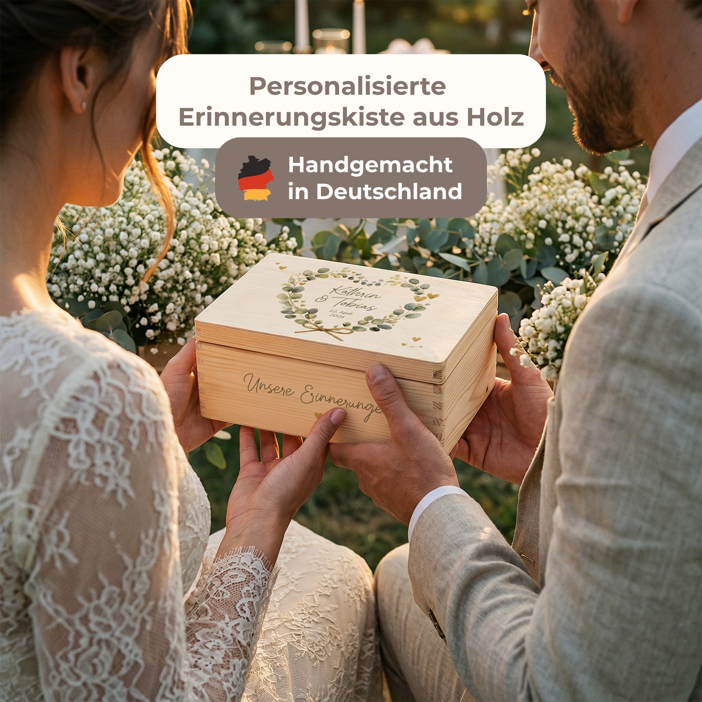 Erinnerungskiste Hochzeit | Eukalyptus Herz