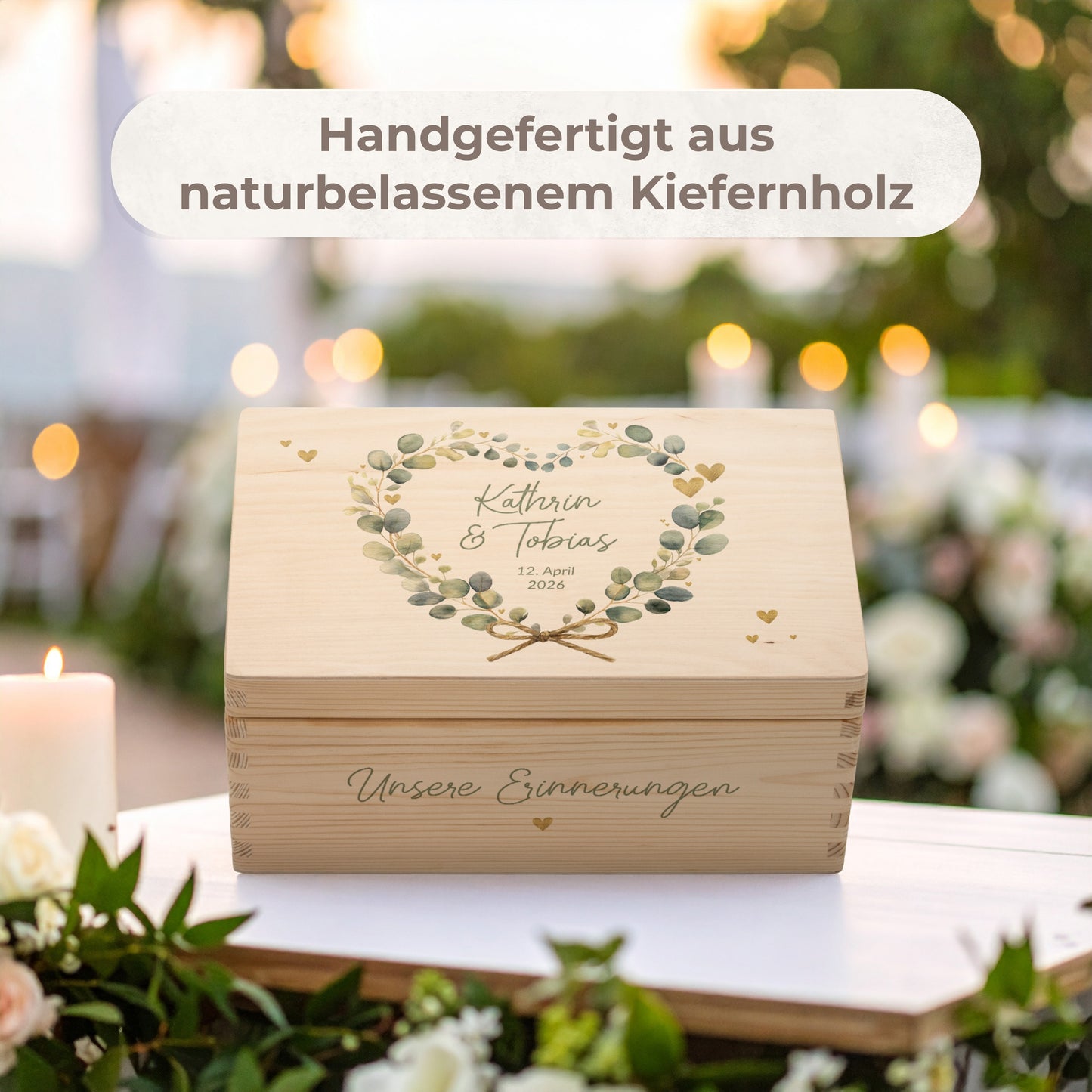 Erinnerungskiste Hochzeit | Eukalyptus Herz