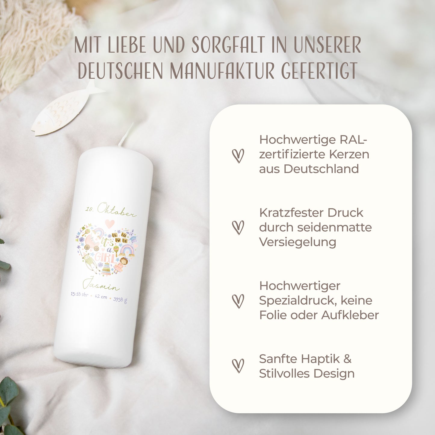 Kerze zur Geburt | It's a Girl