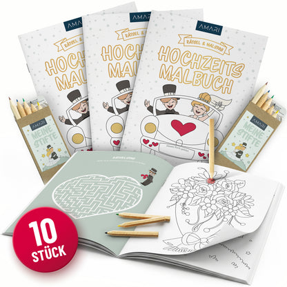 Mal- und Rätselbuch für Hochzeiten | 10er Set