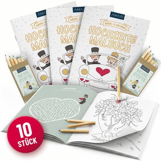 Mal- und Rätselbuch für Hochzeiten | 10er Set