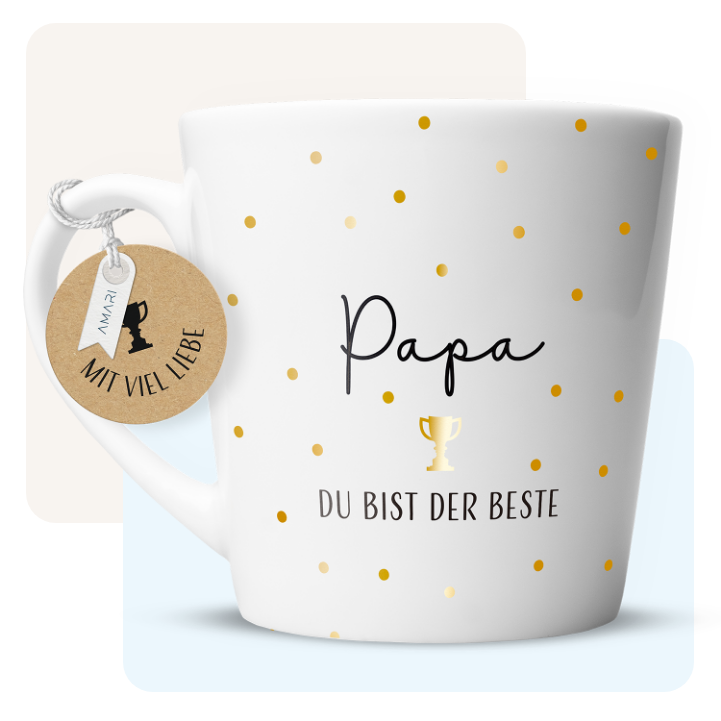 Tasse "Papa du bist der Beste" | Goldene Punkte (004)