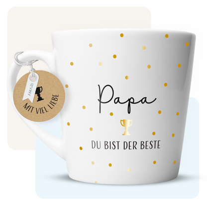 Tasse "Papa du bist der Beste" | Goldene Punkte (004)