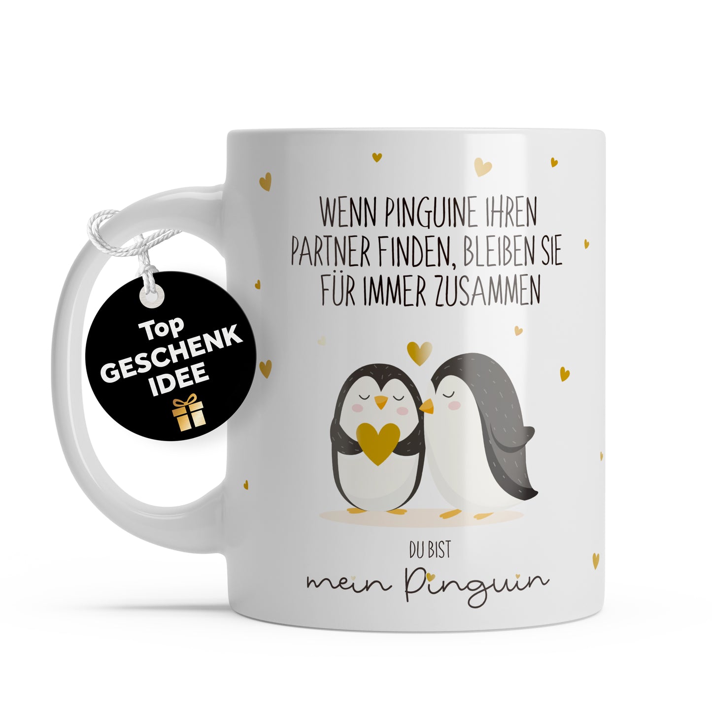 Tasse "Pinguin" | Goldene Details Herzchen (024)