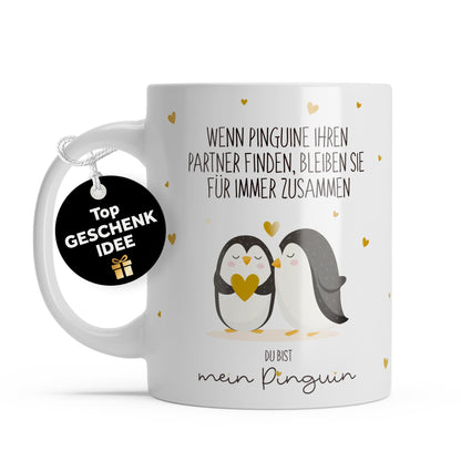Tasse "Pinguin" | Goldene Details Herzchen (024)