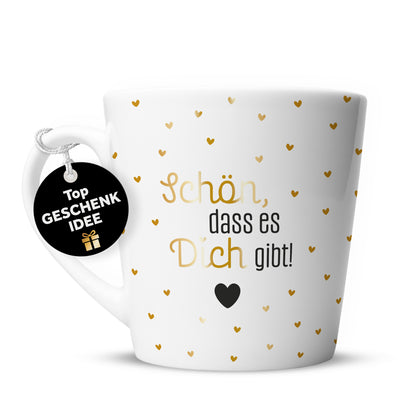 Tasse "Schön, dass es dich gibt" | Goldene Herzchen (022)