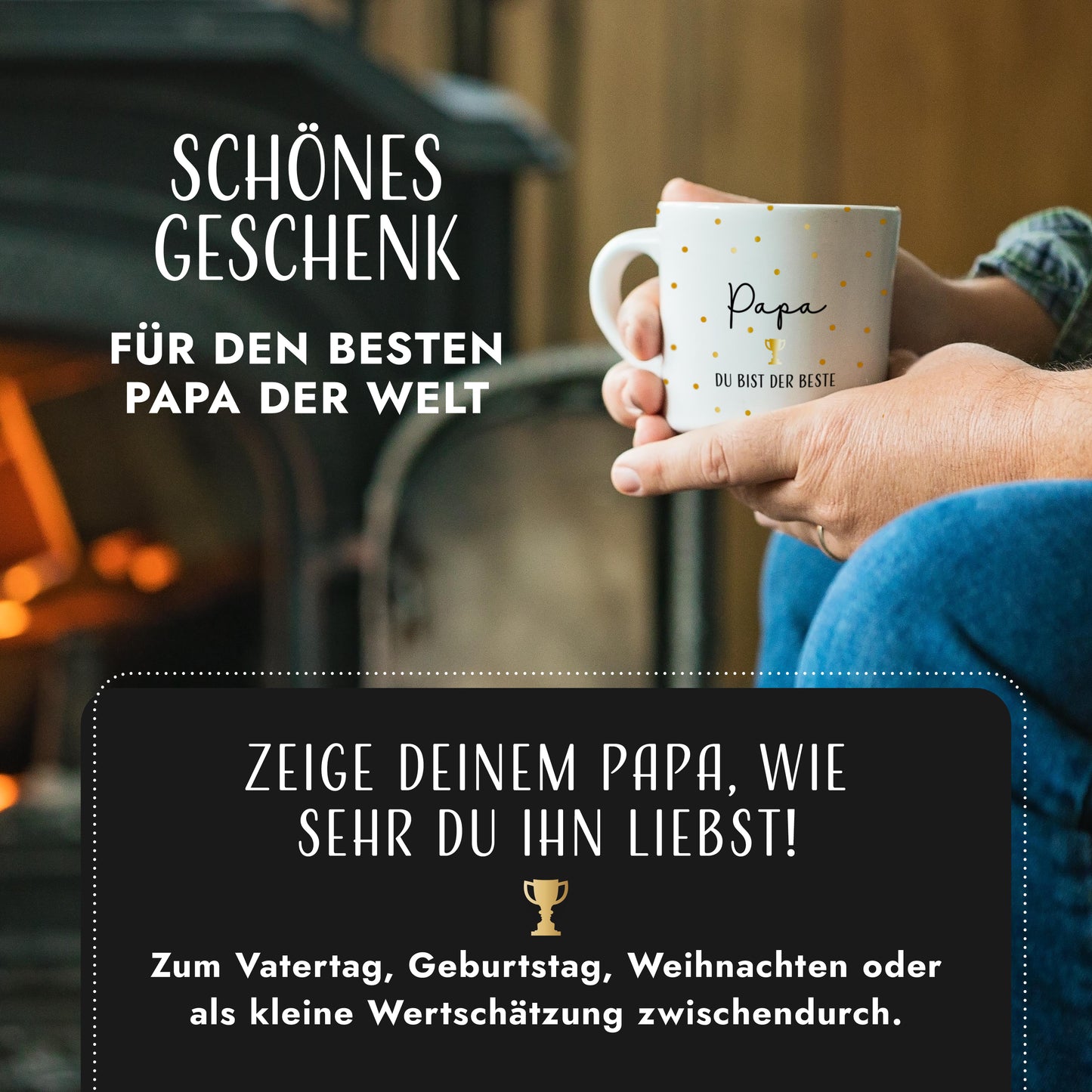 Tasse "Papa du bist der Beste" | Goldene Punkte (004)