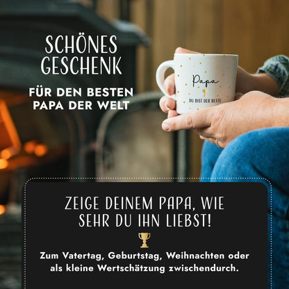 Tasse "Papa du bist der Beste" | Goldene Punkte (004)